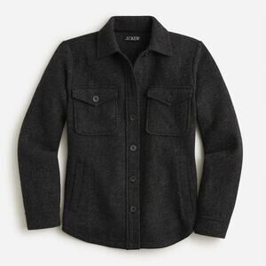 J. Crew Wool Blend Long Sleeve Button-Fronts Shirt-Jacket Black Women's Large